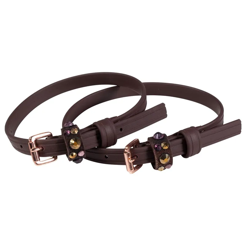 HKM Glamour Biothane Spur Straps - Brown/Rose Gold