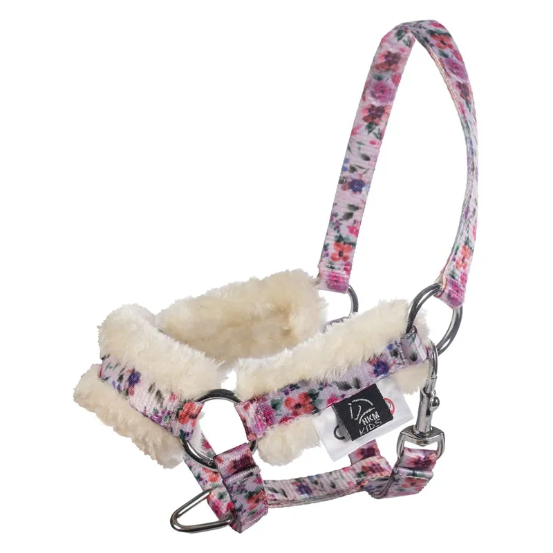 HKM Hobby Horse Halter and Lead Rope - Flower Print-1