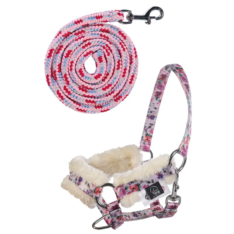 HKM Hobby Horse Halter and Lead Rope - Flower Print