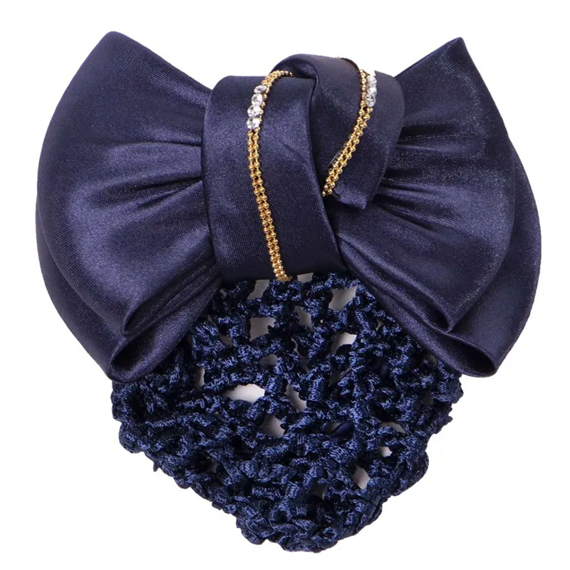 QHP Hair Bow and Hairnet - Navy/Gold