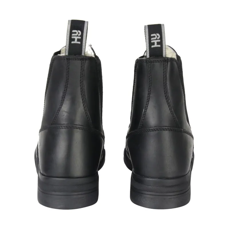 Hy Equestrian Fleece Lined Wax Leather Adults Paddock Boots - Black-2
