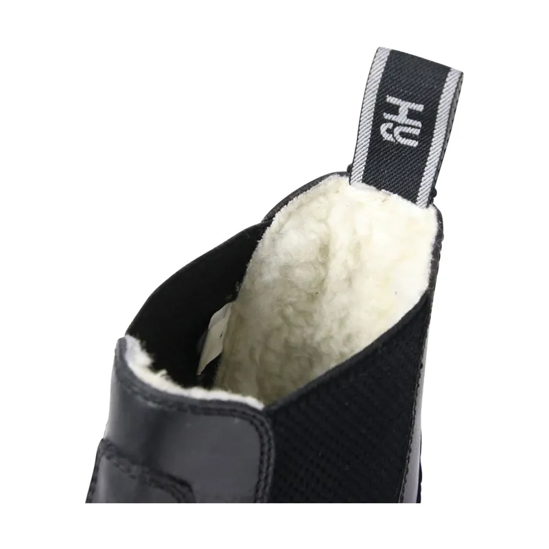 Hy Equestrian Fleece Lined Wax Leather Adults Paddock Boots - Black-3