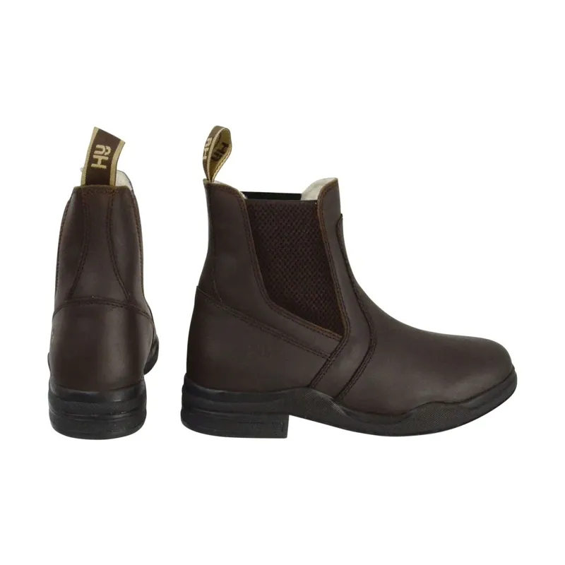 Hy Equestrian Fleece Lined Wax Leather Adults Paddock Boots - Brown