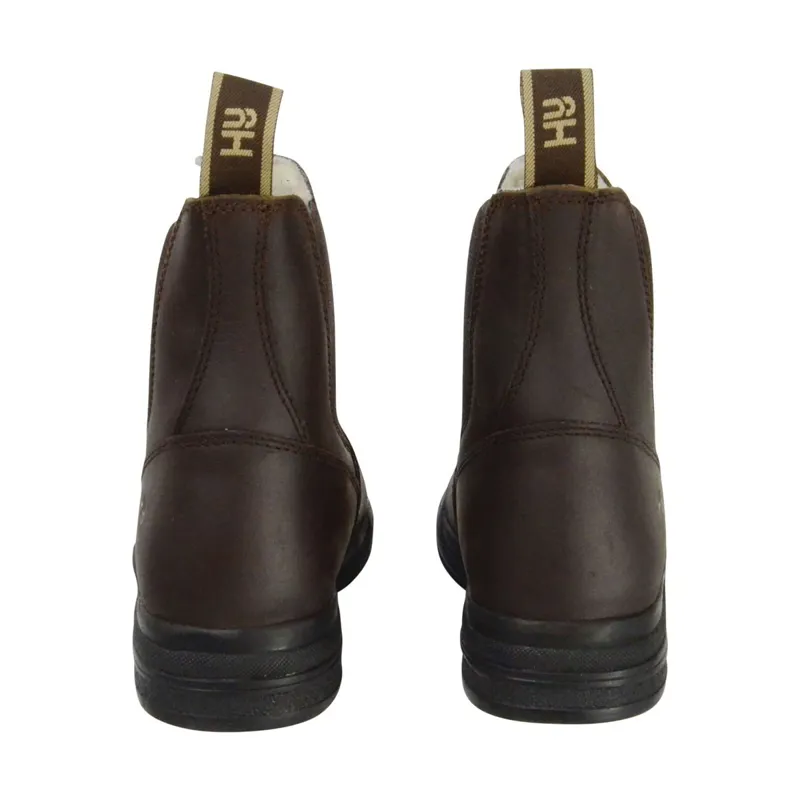 Hy Equestrian Fleece Lined Wax Leather Adults Paddock Boots - Brown-1