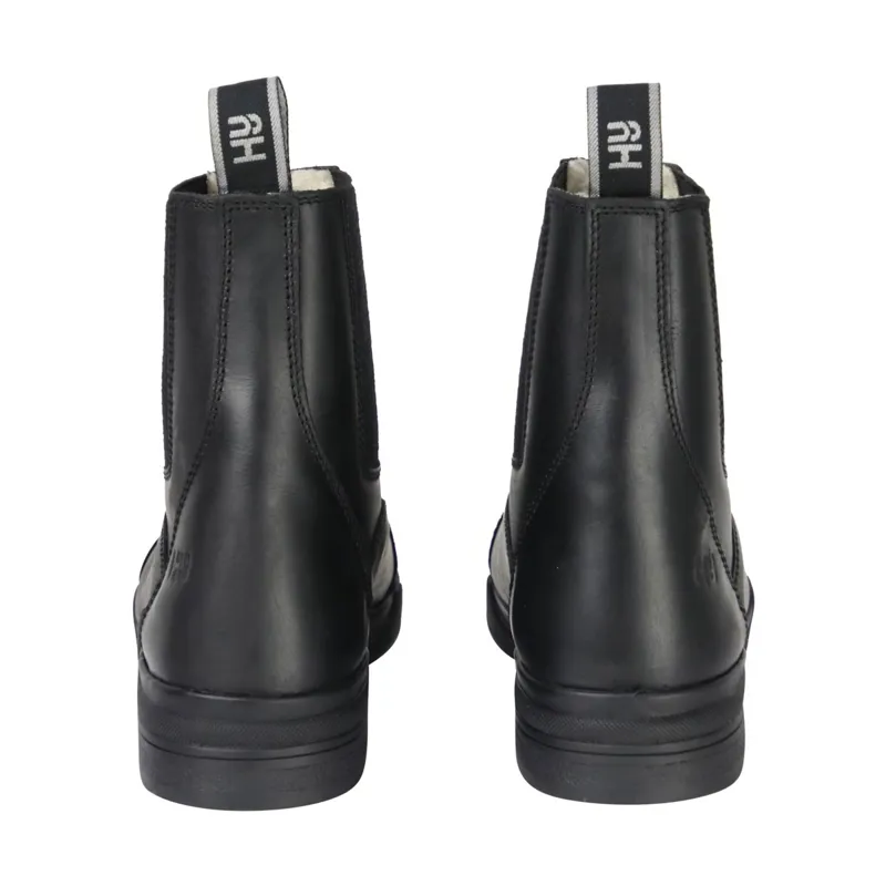 Hy Equestrian Fleece Lined Wax Leather Zip Paddock Boots - Black-2