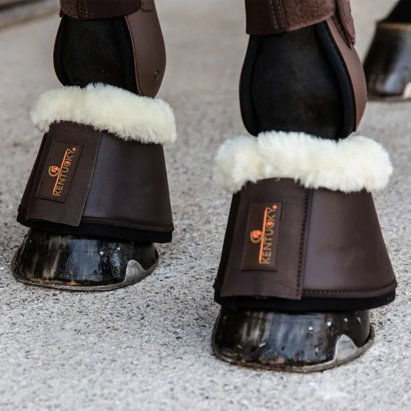 Kentucky Sheepskin Leather Bell Boots - Brown/Natural-3