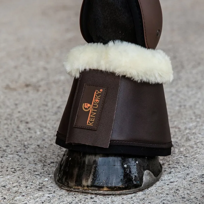 Kentucky Sheepskin Leather Bell Boots - Brown/Natural-1