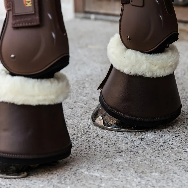Kentucky Sheepskin Leather Bell Boots - Brown/Natural-4