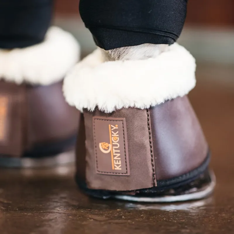 Kentucky Sheepskin Leather Bell Boots - Brown/Natural-6