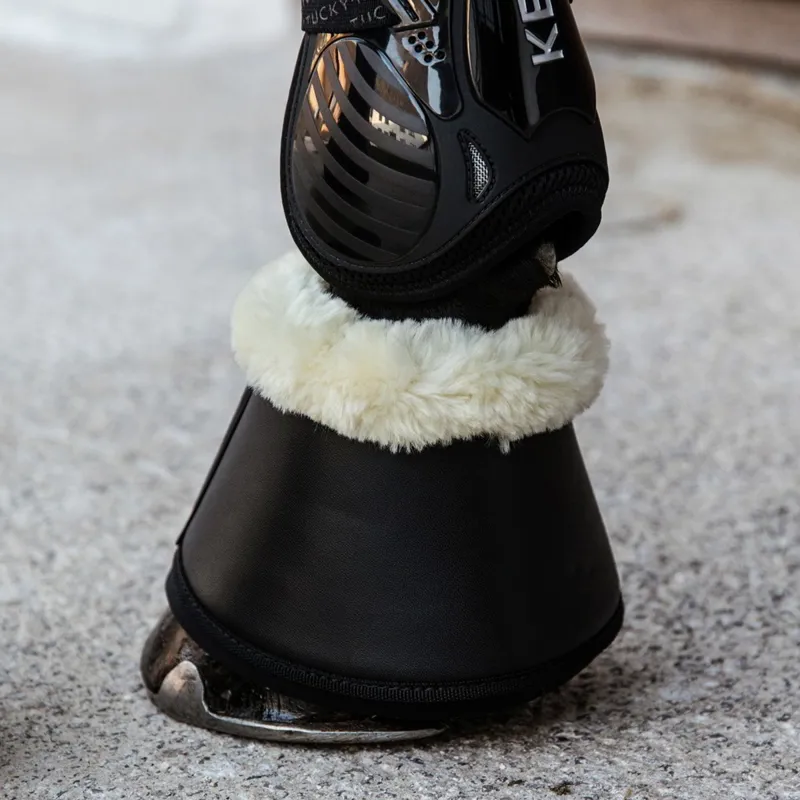 Kentucky Sheepskin Leather Bell Boots - Black/Natural-3