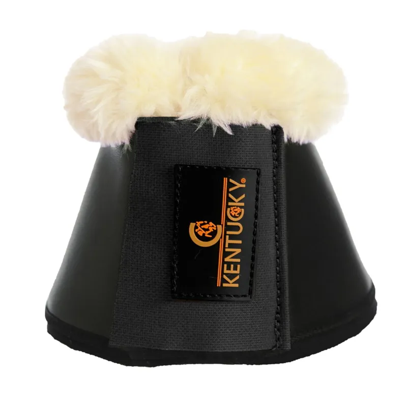 Kentucky Sheepskin Leather Bell Boots - Black/Natural
