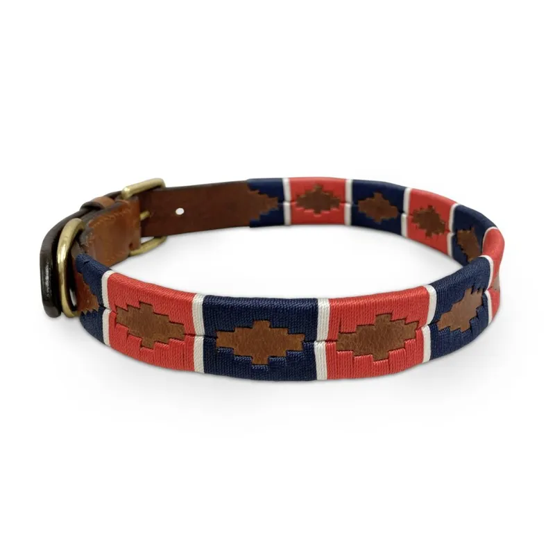 KM Elite Argentinian Dog Collar - Traditional Navy/Red/White-1