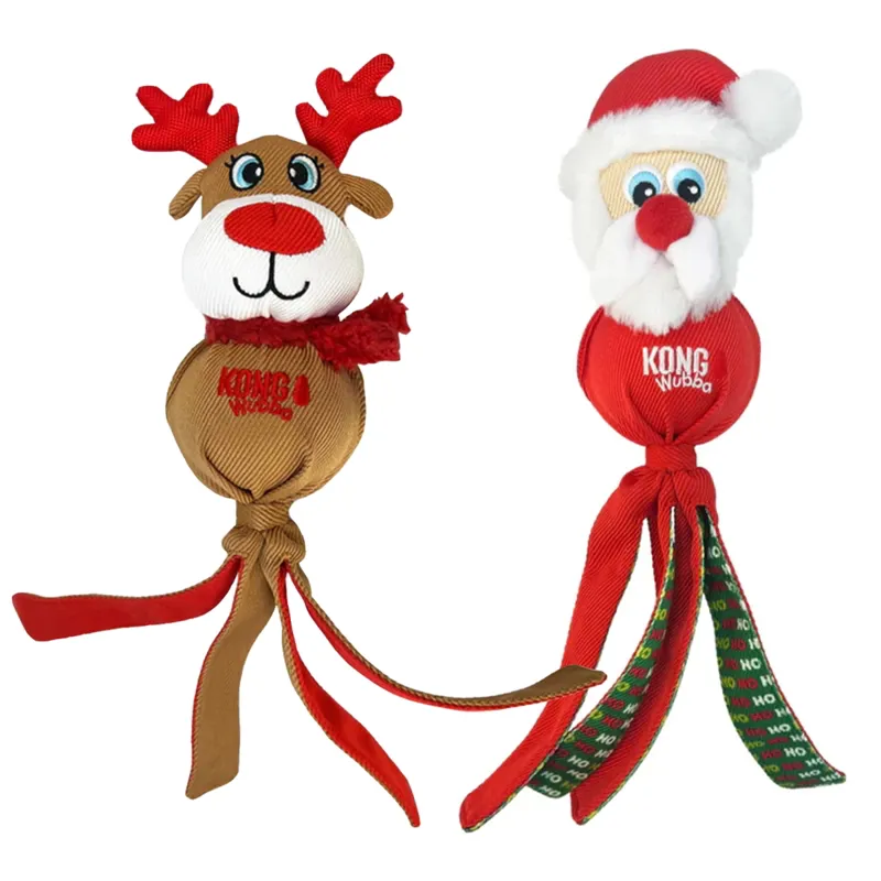 KONG Holiday Wubba Assorted Dog Toy - Santa/Reindeer