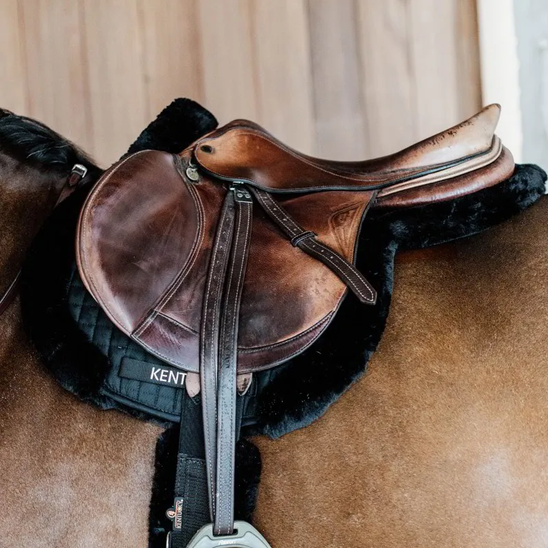 Kentucky Hunter Vegan Sheepskin Jumping Saddle Pad - Black-1