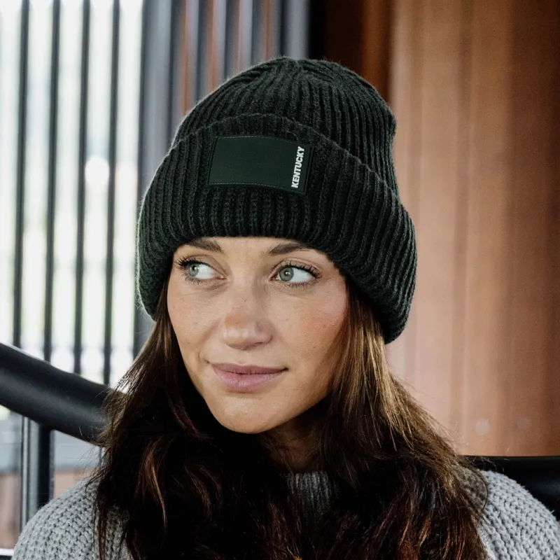 Kentucky Rubber Logo Beanie Hat - Dark Green-1