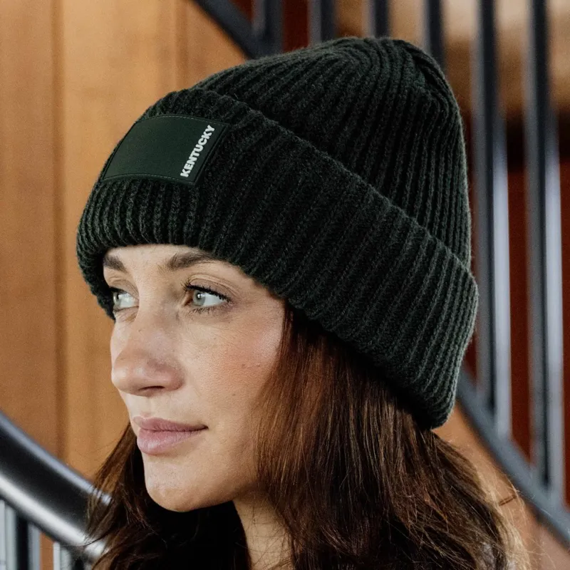 Kentucky Rubber Logo Beanie Hat - Dark Green-2