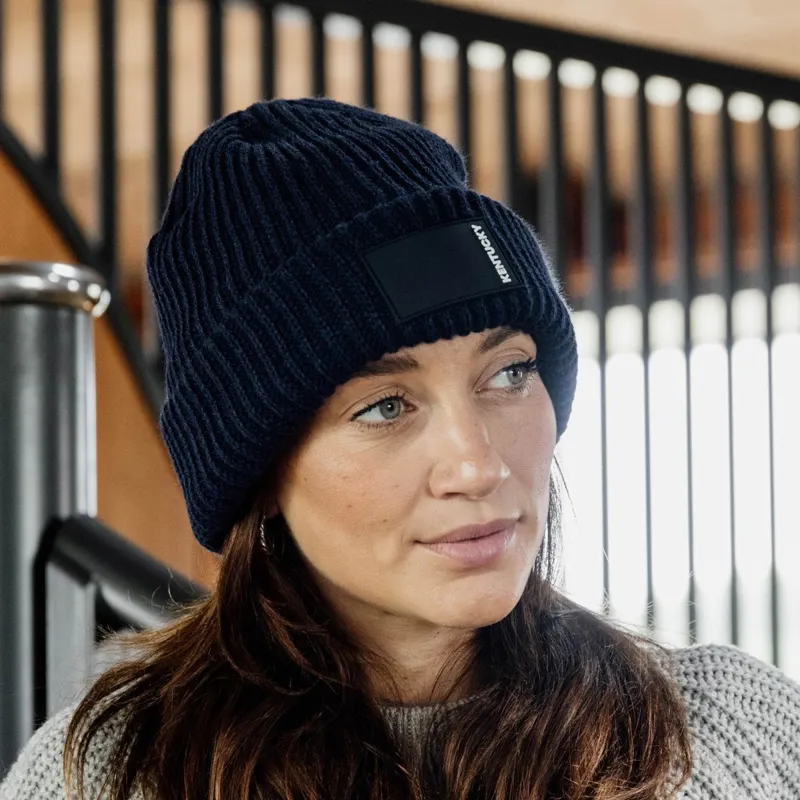 Kentucky Rubber Logo Beanie Hat - Navy-2