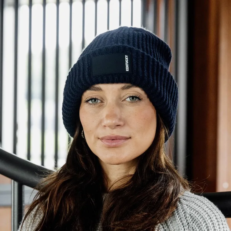 Kentucky Rubber Logo Beanie Hat - Navy-1