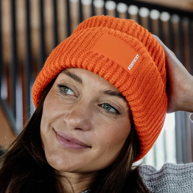 Kentucky Rubber Logo Beanie Hat - Orange-2
