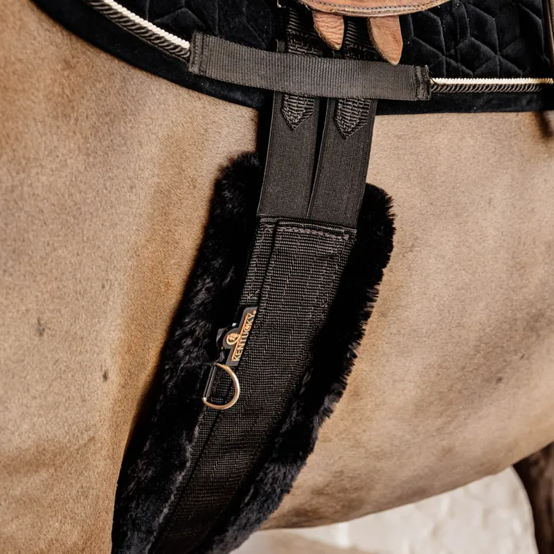 Kentucky Elastic Sheepskin Girth - Black/Black-1