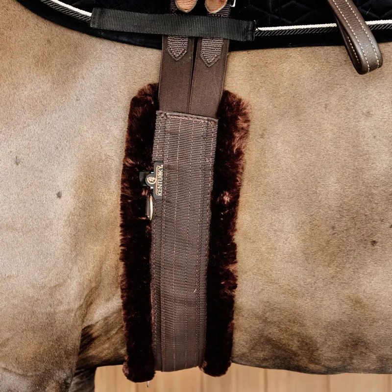 Kentucky Elasticized Sheepskin Girth - Brown/Brown-1
