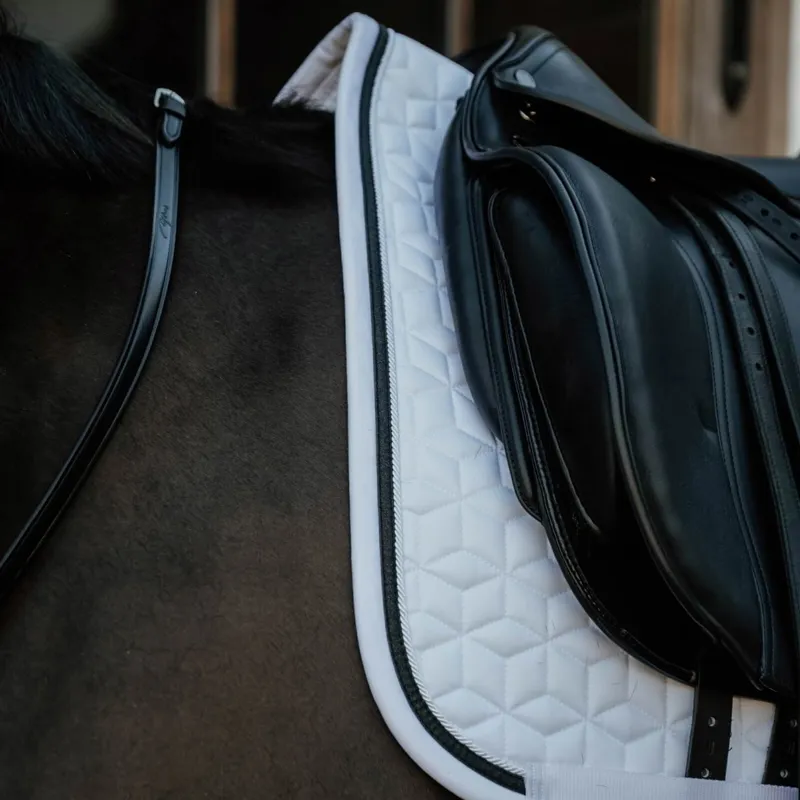 Kentucky Glitter Rope Dressage Saddle Pad - White/Black-2