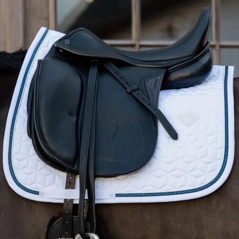Kentucky Glitter Rope Dressage Saddle Pad - White/Navy-1