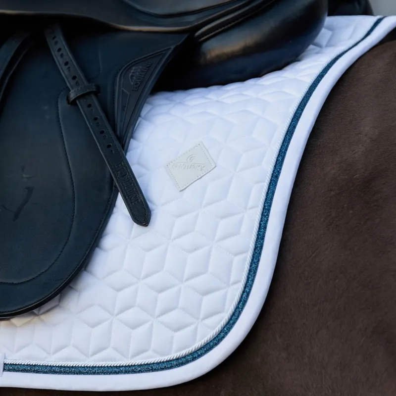 Kentucky Glitter Rope Dressage Saddle Pad - White/Navy-3