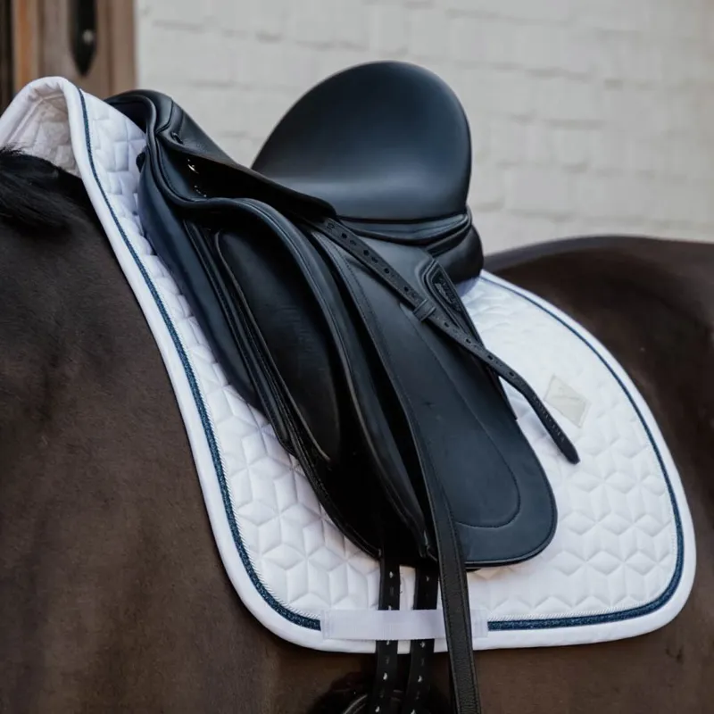 Kentucky Glitter Rope Dressage Saddle Pad - White/Navy-2