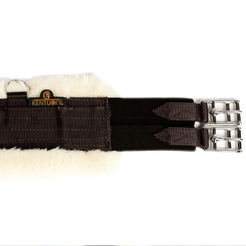 Kentucky Elastic Sheepskin Girth - Brown-7