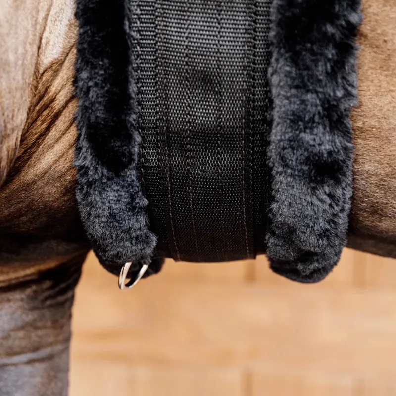 Kentucky Elastic Sheepskin Girth - Black/Black-2