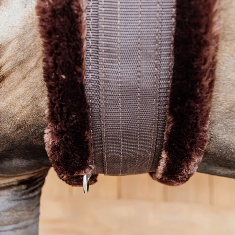 Kentucky Elasticized Sheepskin Girth - Brown/Brown-3