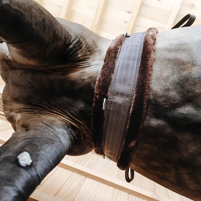 Kentucky Elasticized Sheepskin Girth - Brown/Brown-2