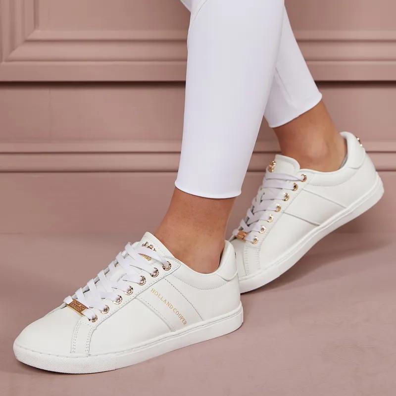 Holland Cooper Knightsbridge Ladies Court Sneakers - White-5