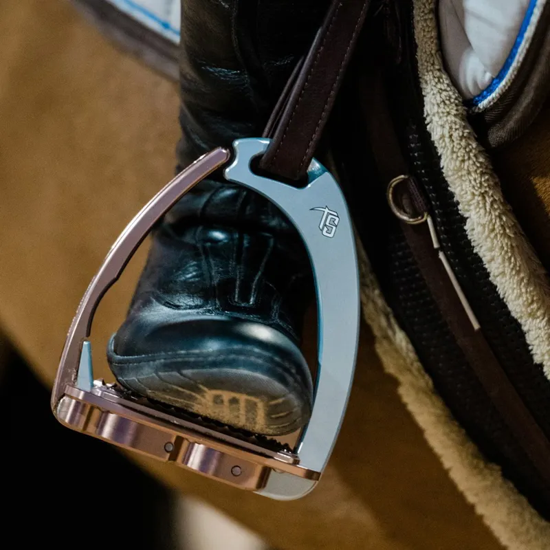Tech Venice Sloped M Medium Safety Stirrups - Silver / Rose Gold-2