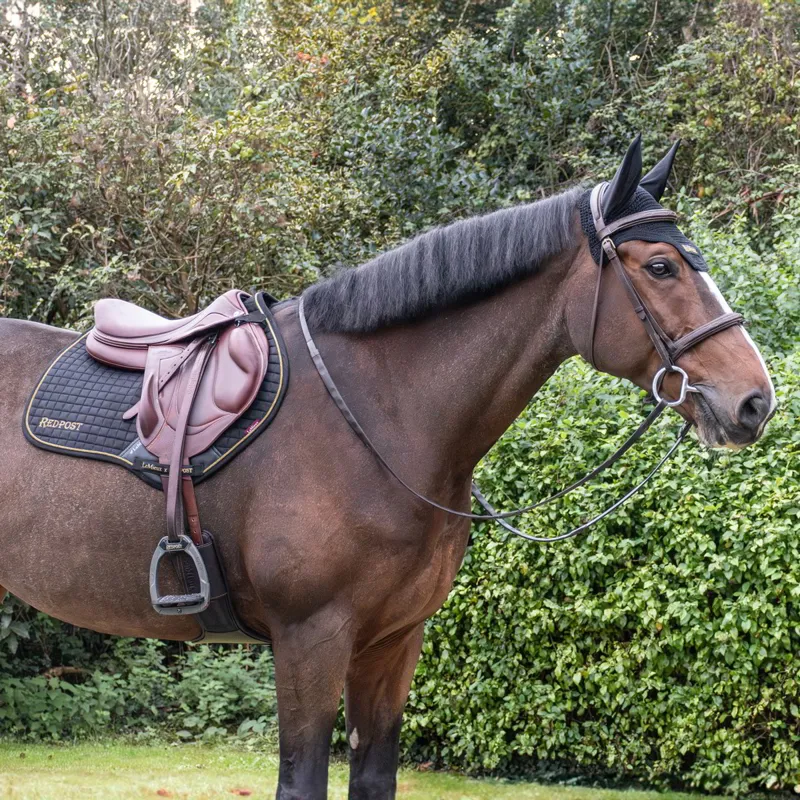 LeMieux x Redpost Suede Close Contact Saddle Pad - Black/Gold-6