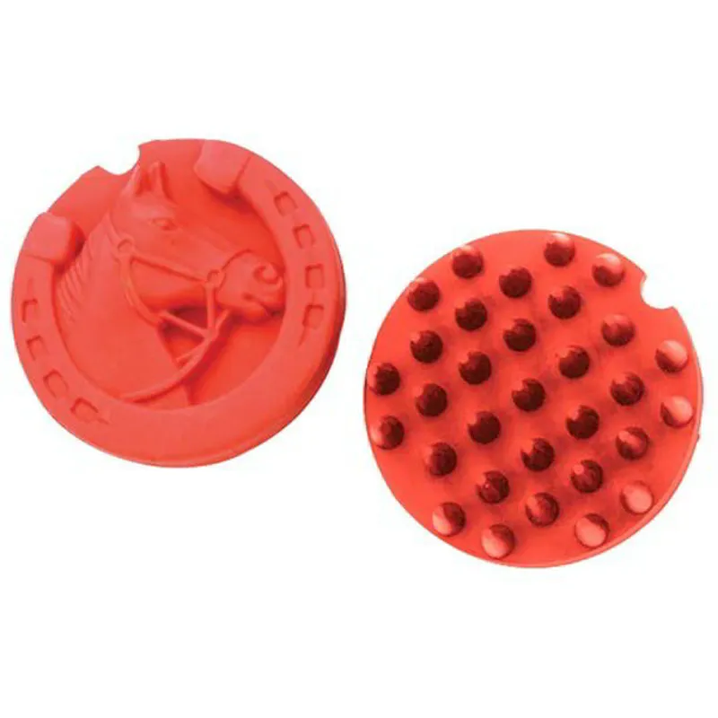Lincoln Horse Head Rubber Curry Comb - Red-1