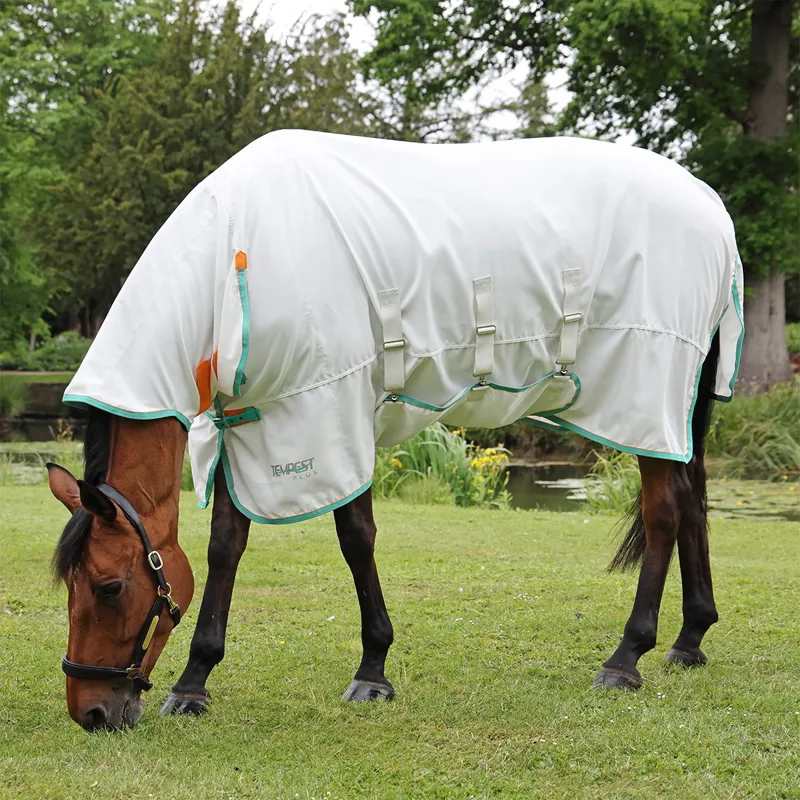 Shires Tempest Plus Sweet-Itch Combo Neck Fly Sheet - White-3
