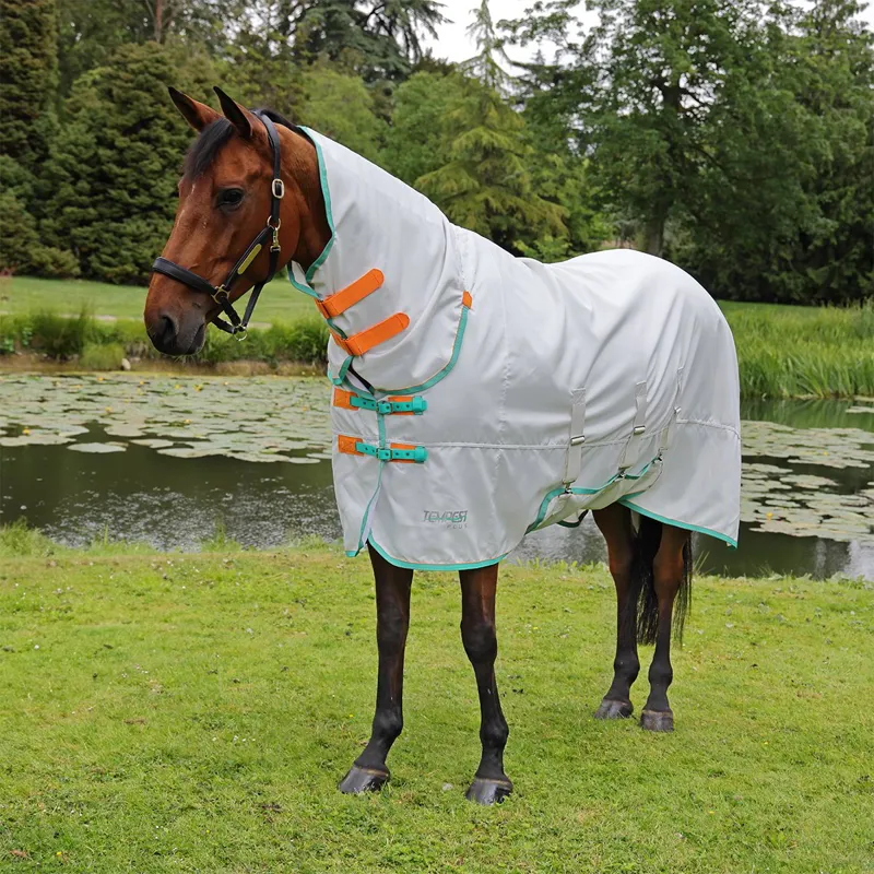 Shires Tempest Plus Sweet-Itch Combo Neck Fly Sheet - White
