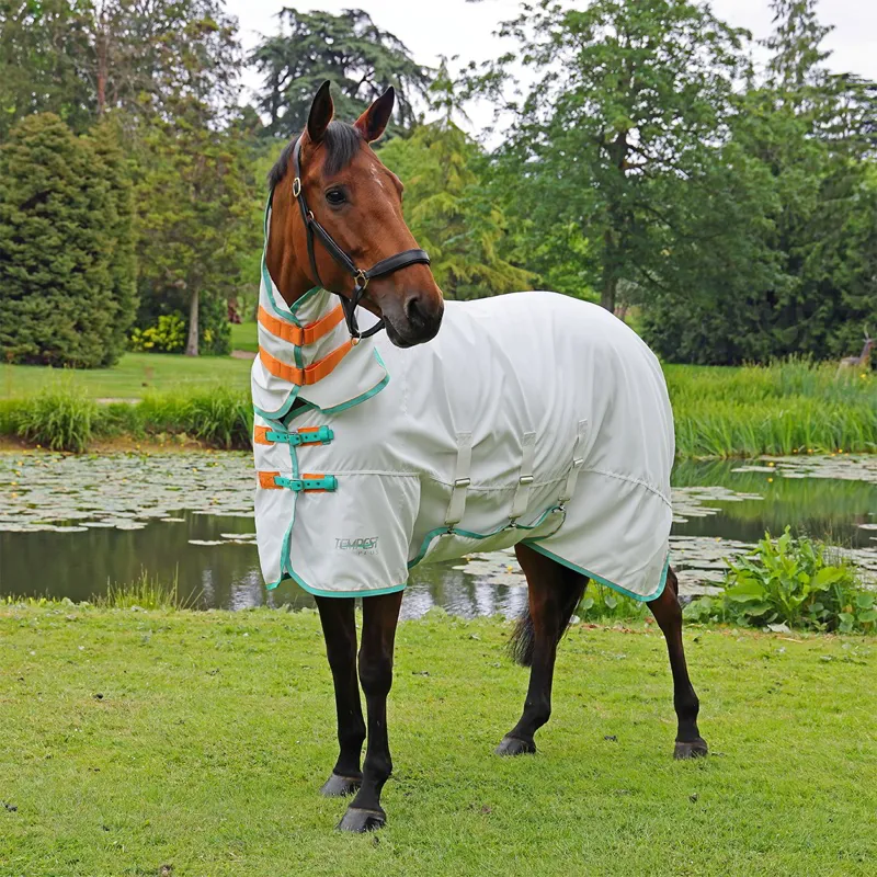 Shires Tempest Plus Sweet-Itch Combo Neck Fly Sheet - White-2