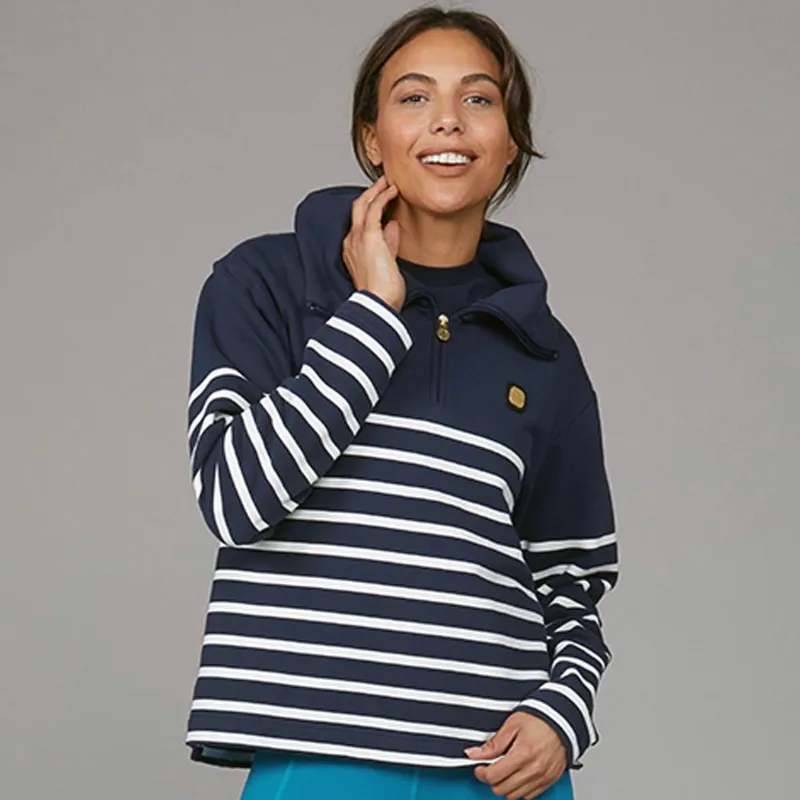 Toggi Barker Womens Quarter Zip Sweatshirt - Navy/White-6