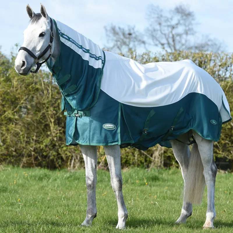 WeatherBeeta Green-Tec Airflow Combo Neck Fly Sheet - White/Dragonfly