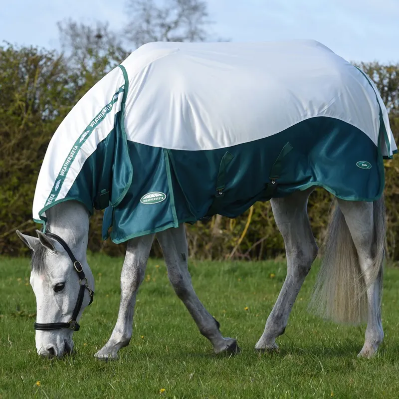 WeatherBeeta Green-Tec Airflow Combo Neck Fly Sheet - White/Dragonfly-1