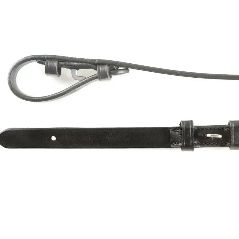 Dever Ascot Rubber Grip Reins with Buckle Ends - Black-2