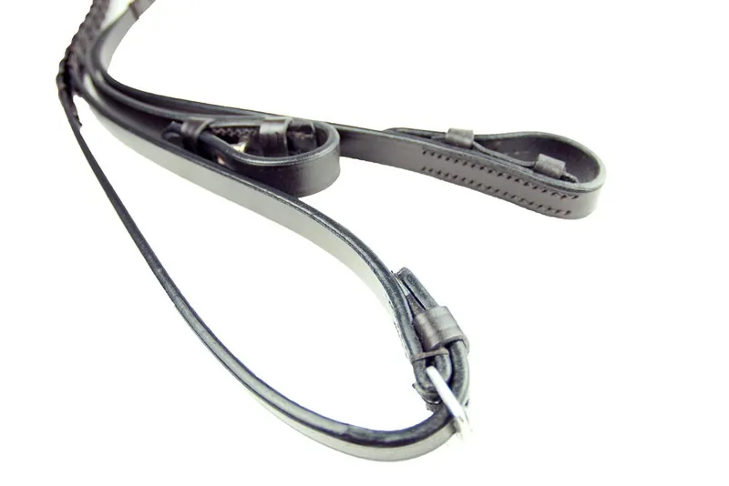 Dever Classic Laced Leather Reins - Black-2