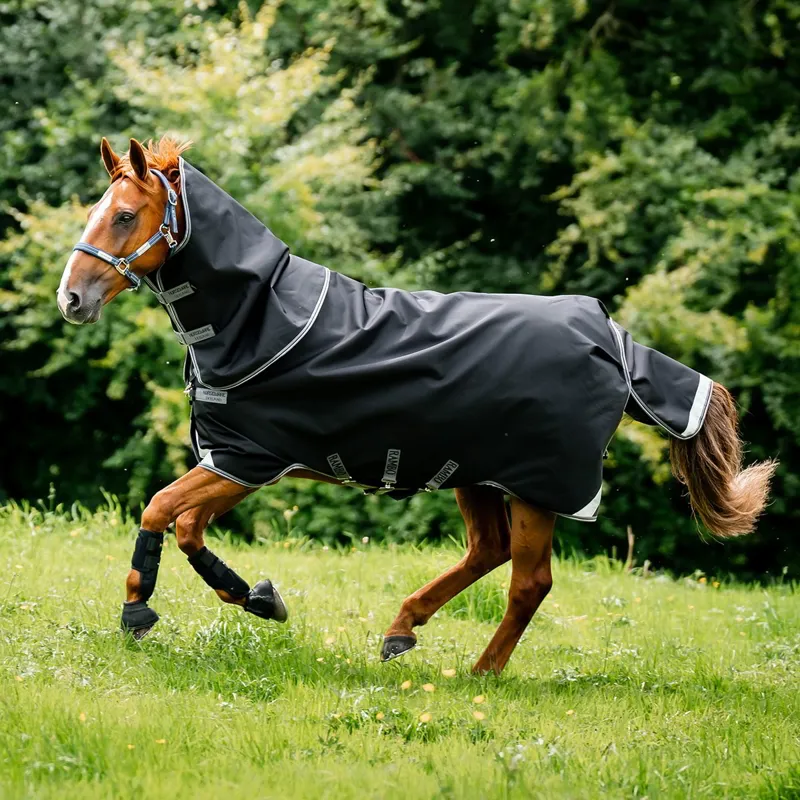 Rambo 1680D Plus 50g Detach Neck Turnout Blanket - Black/Thunderstorm