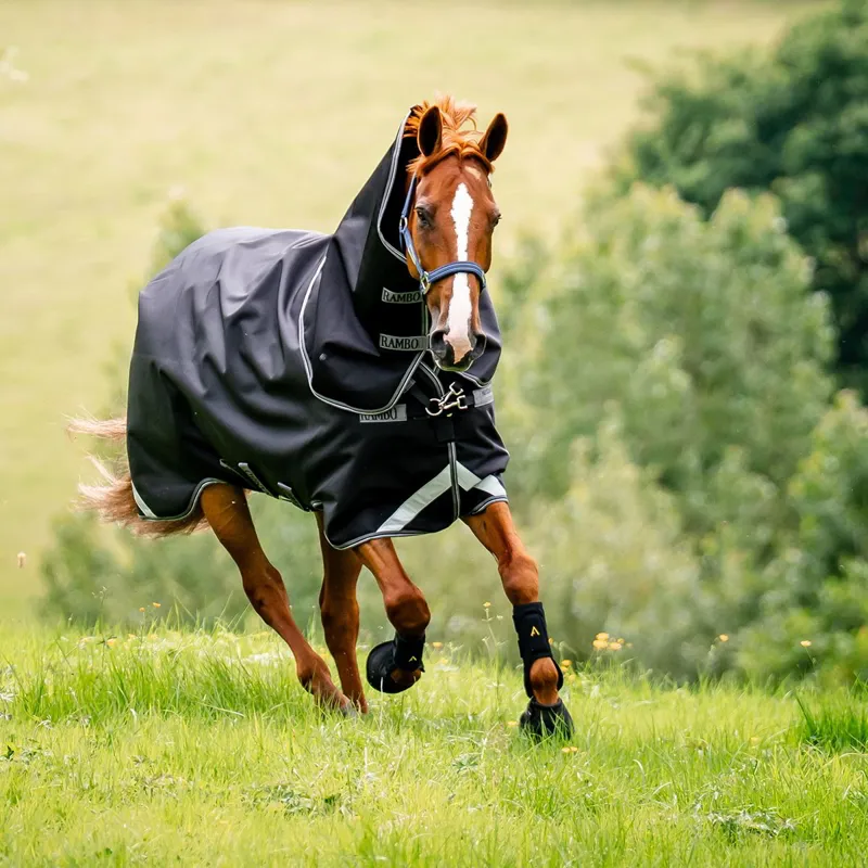 Rambo 1680D Plus 50g Detach Neck Turnout Blanket - Black/Thunderstorm-4