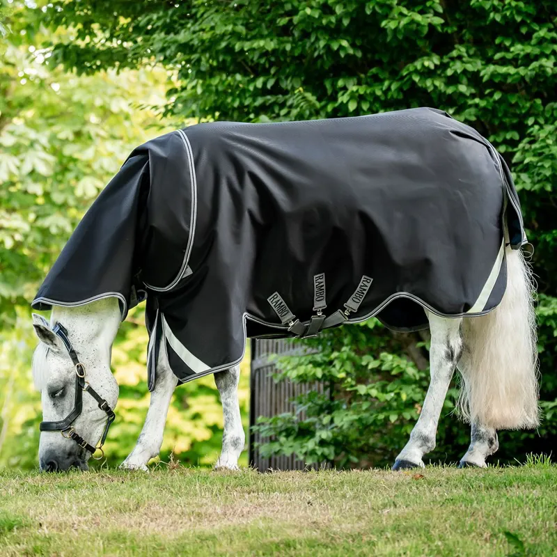 Rambo 1680D Plus 50g Detach Neck Turnout Blanket - Black/Thunderstorm-2