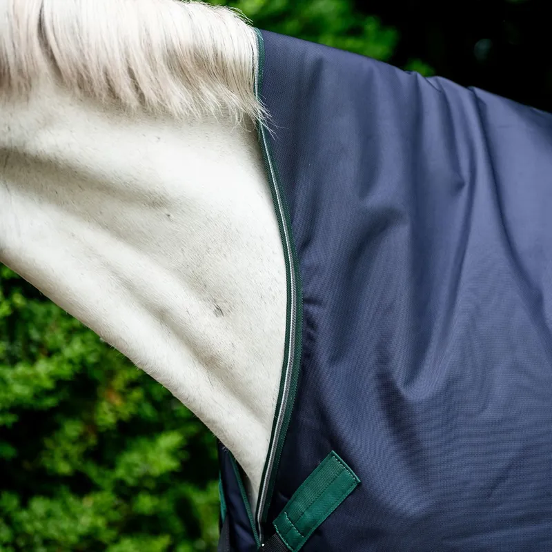Rambo Wug 0g High Neck Turnout Blanket - Navy/Hunter Green-3