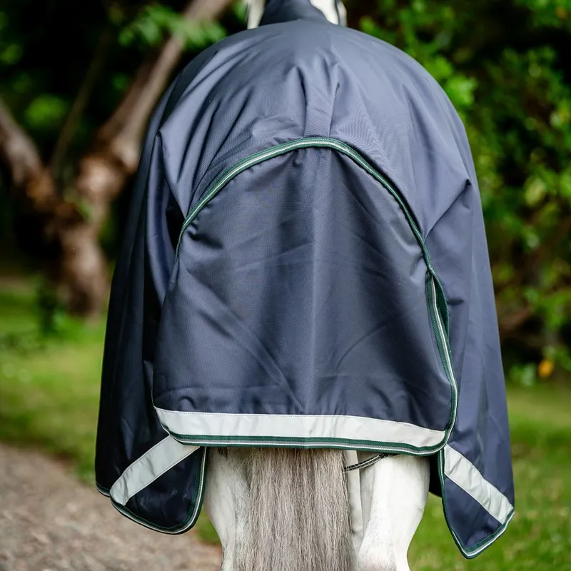 Rambo Wug 0g High Neck Turnout Blanket - Navy/Hunter Green-8